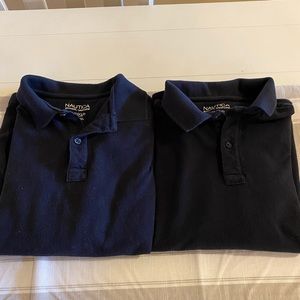 2 Nautica long sleeve boys navy blue uniform polos